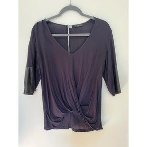 Zara Navy Blue Mid-Sleeve Blouse